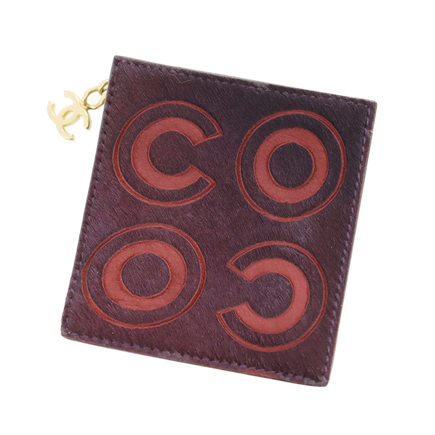 CHANEL Logos Coin Purse Bordeaux Unborn Calf Leather #CF180