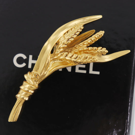 CHANEL Rice Ear Motif Pin Brooch Gold Plated 99P #DA607