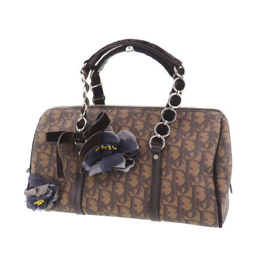 Christian Dior Trotter Flower Handbag Brown PVC #EC853