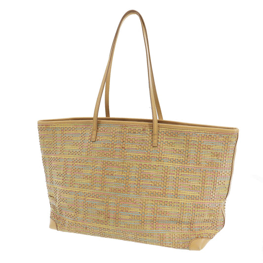 FENDI Zucca Braided Shoulder Tote Bag Beige Leather Vinage #AG96