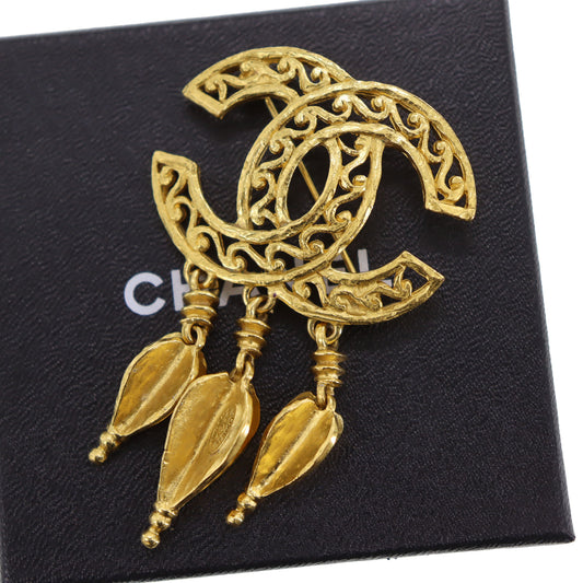 CHANEL CC Logos Pin Brooch Gold Plated 95 A #BX528