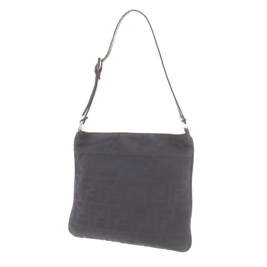 FENDI Zucca Shoulder Handbag Black Canvas #AG704