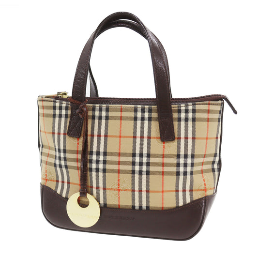 Burberry Burberry Check Mini Tote Handbag Beige Brown Canvas #CL258