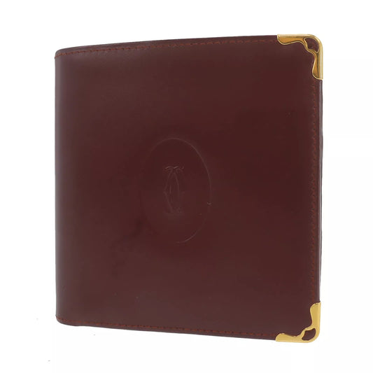 CARTIER Must de Cartier Bifold Wallet Leather Burgundy #ED493