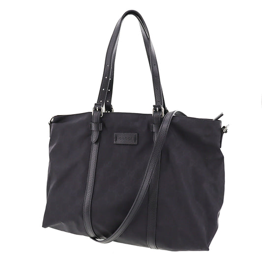 GUCCI Original GG Hand Shoulder Bag Black Nylon #AG798
