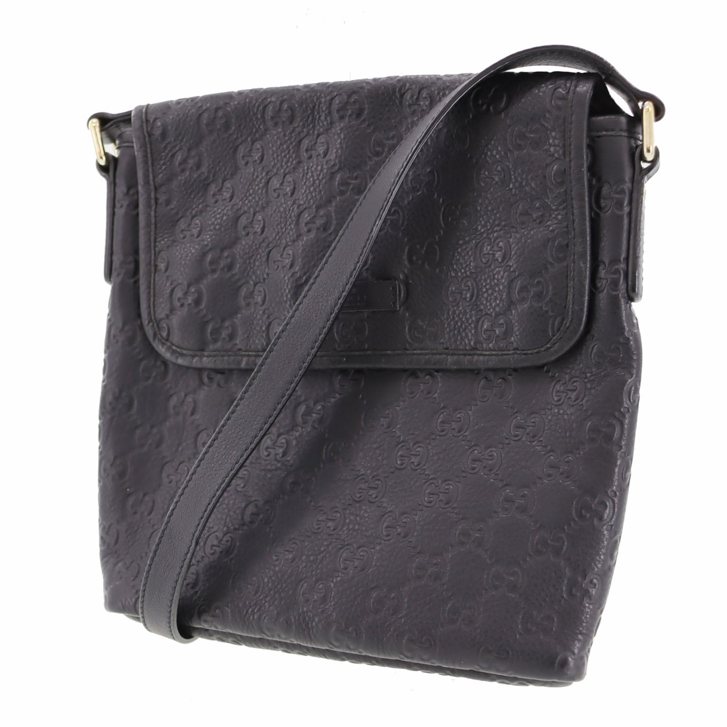 GUCCI Shima Shoulder Bag Black Leather #BS113