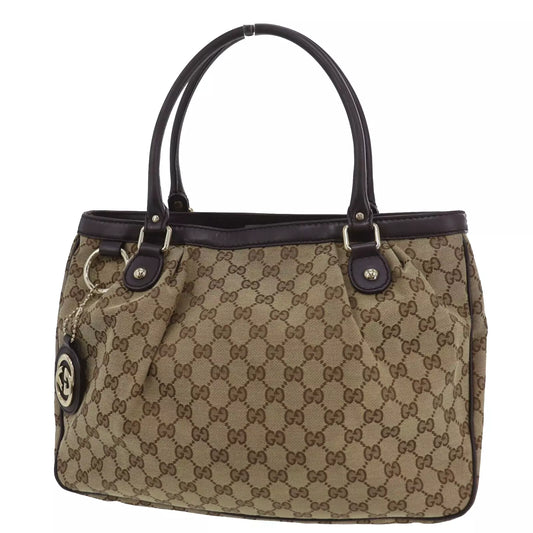 GUCCI Sukey GG Canvas Handbag Tote Brown #CT722