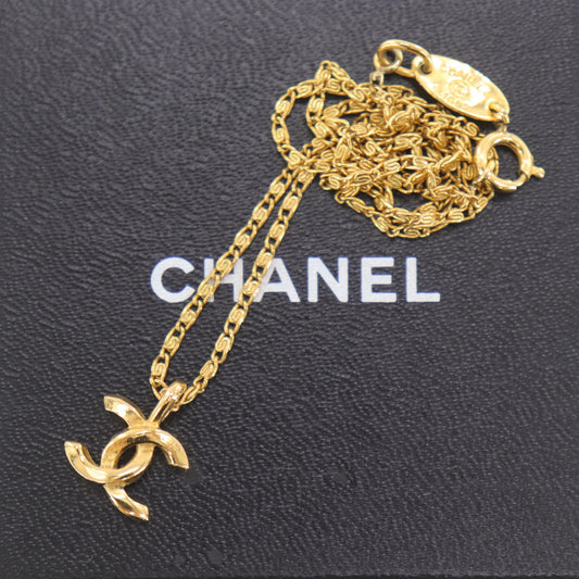 CHANEL CC Logos Gold Plated Chain Necklace 1982 #CU922