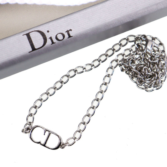 Christian Dior CD Logos Necklace Silver #CP934 CR5