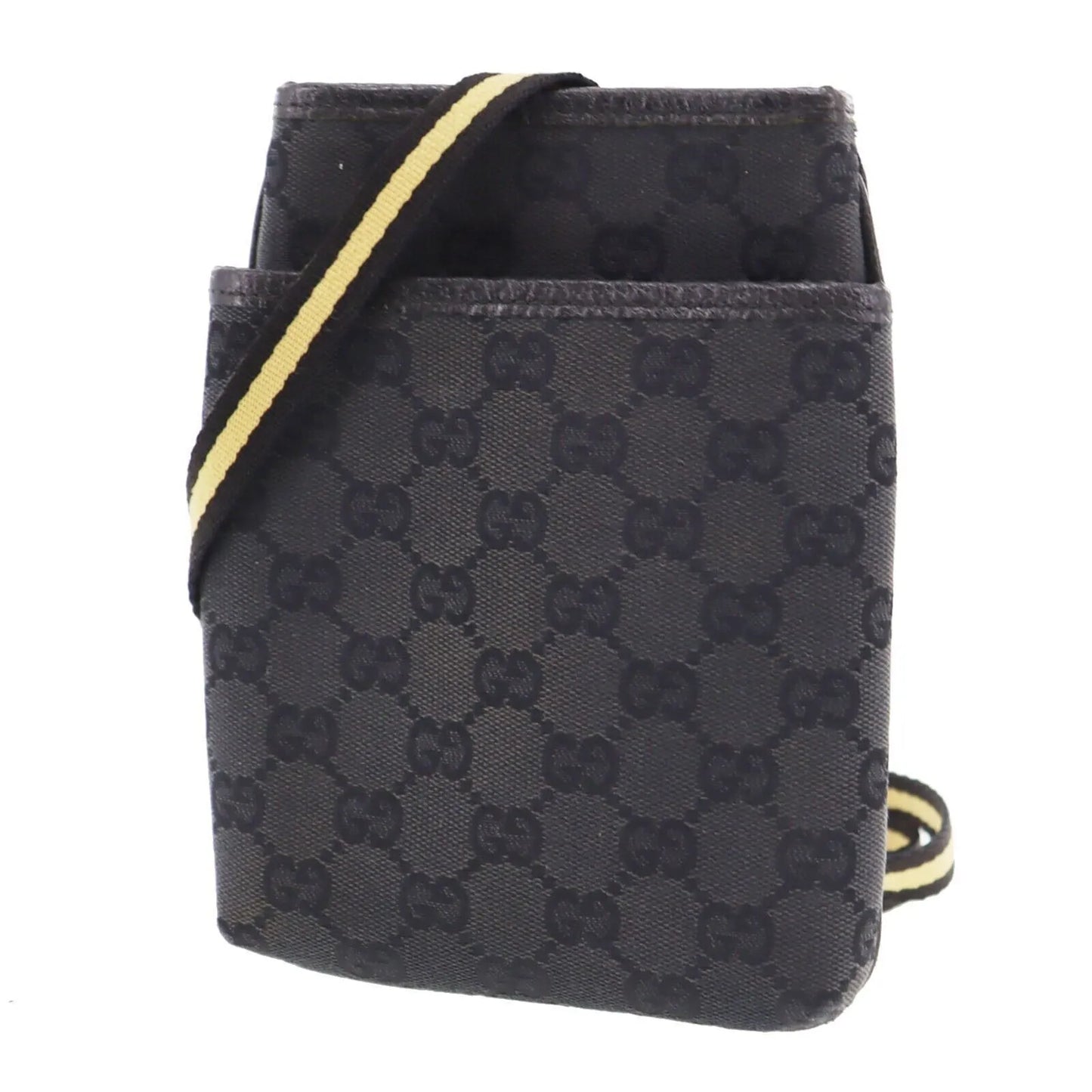 GUCCI Original GG Canvas Web Strip Shoulder Bag Black #AH324