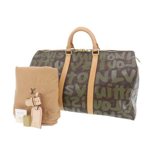Louis Vuitton LV M92196 Graffiti Boston Bag Keepall 50 Khak #EH232