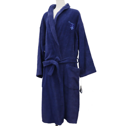 Christian Dior Long Sleeve Bathrobe Navy Cotton 100% L Size Japan #AG118