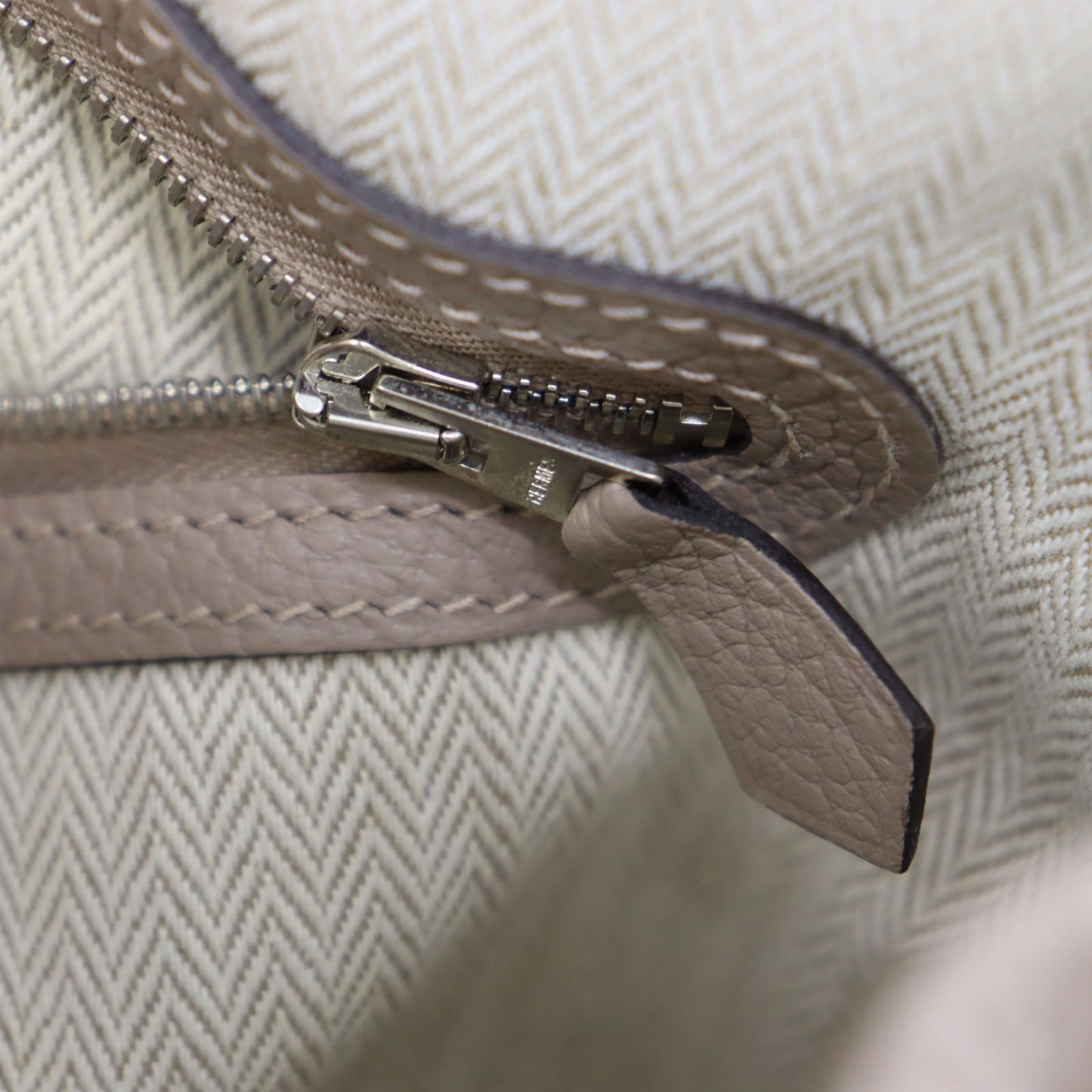 HERMES HandBag Garden Party TPM Beige Negonda Leather #AH705