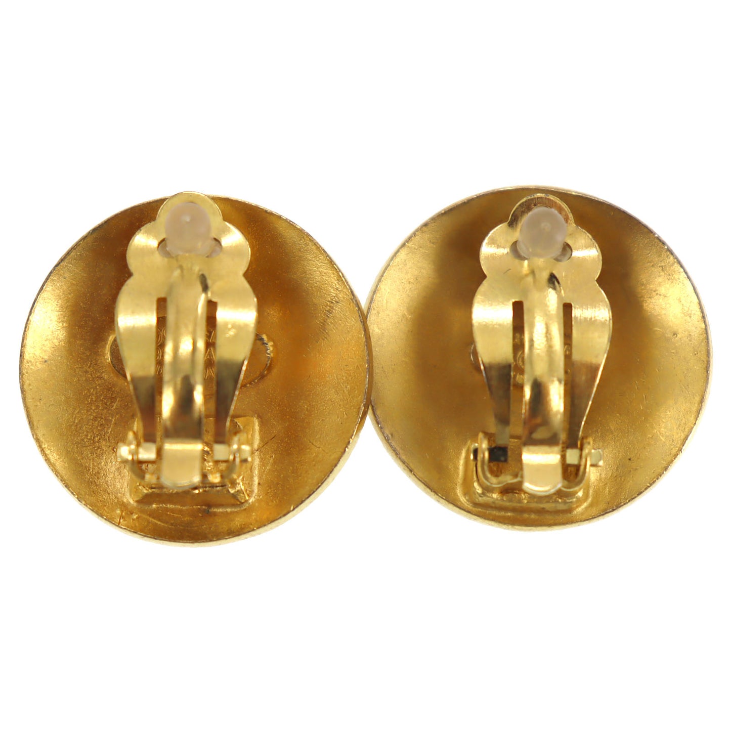 CHANEL CC Logos Circle Earrings Gold Clip-On 94P #CG502
