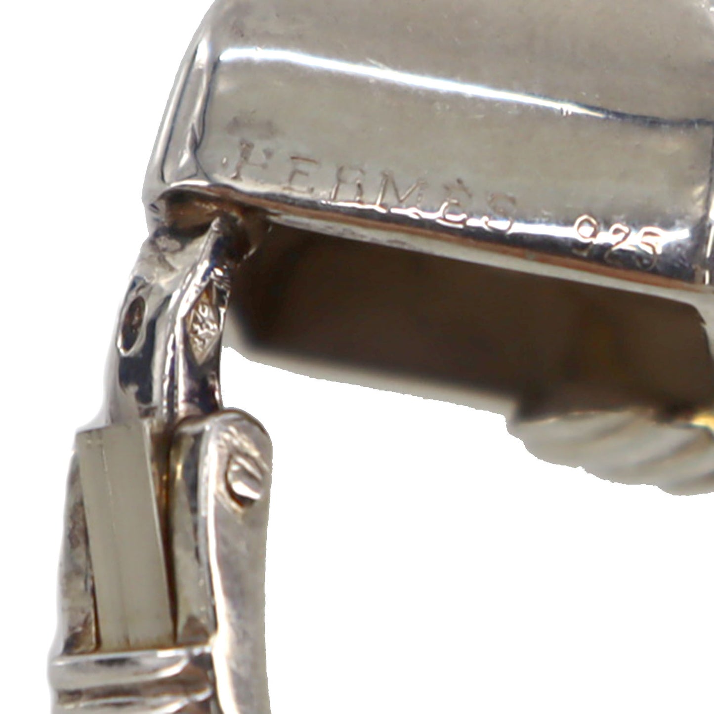 HERMES Medor Studs Earrings Silver Clip-On #AH155