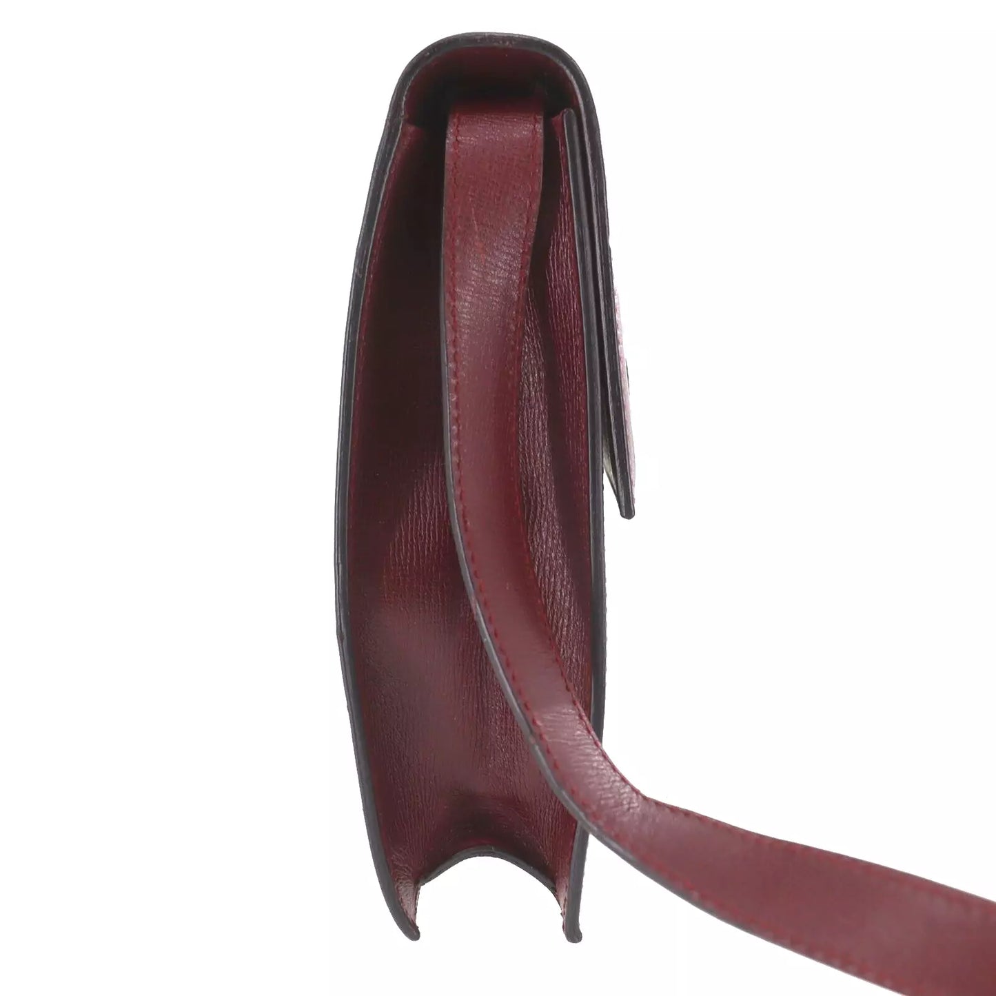 CARTIER Must Line Logos Crossbody Shoulder Bag Bordeaux Leather #AG928