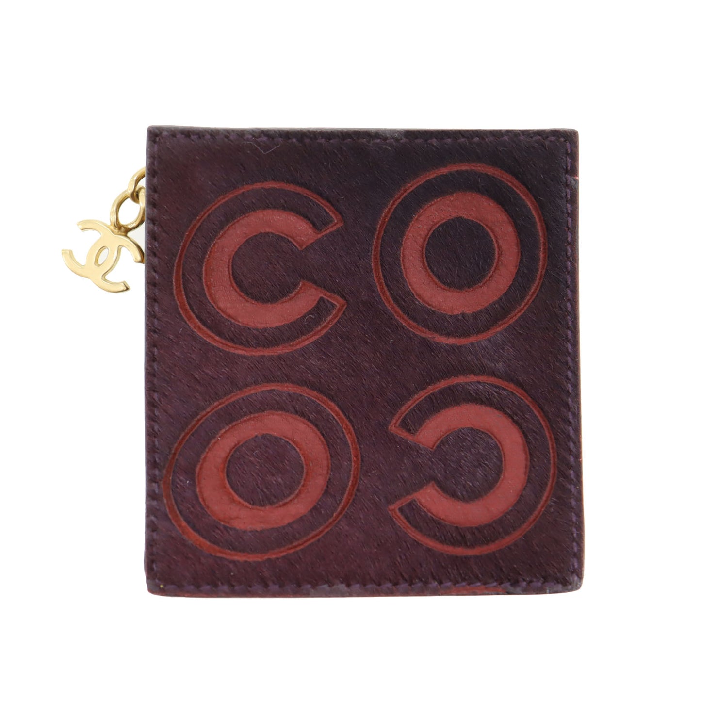 CHANEL Logos Coin Purse Bordeaux Unborn Calf Leather #CF180