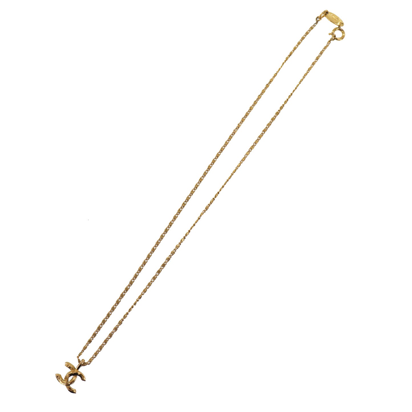 CHANEL CC Logos Gold Plated Chain Necklace 1982 #CU922