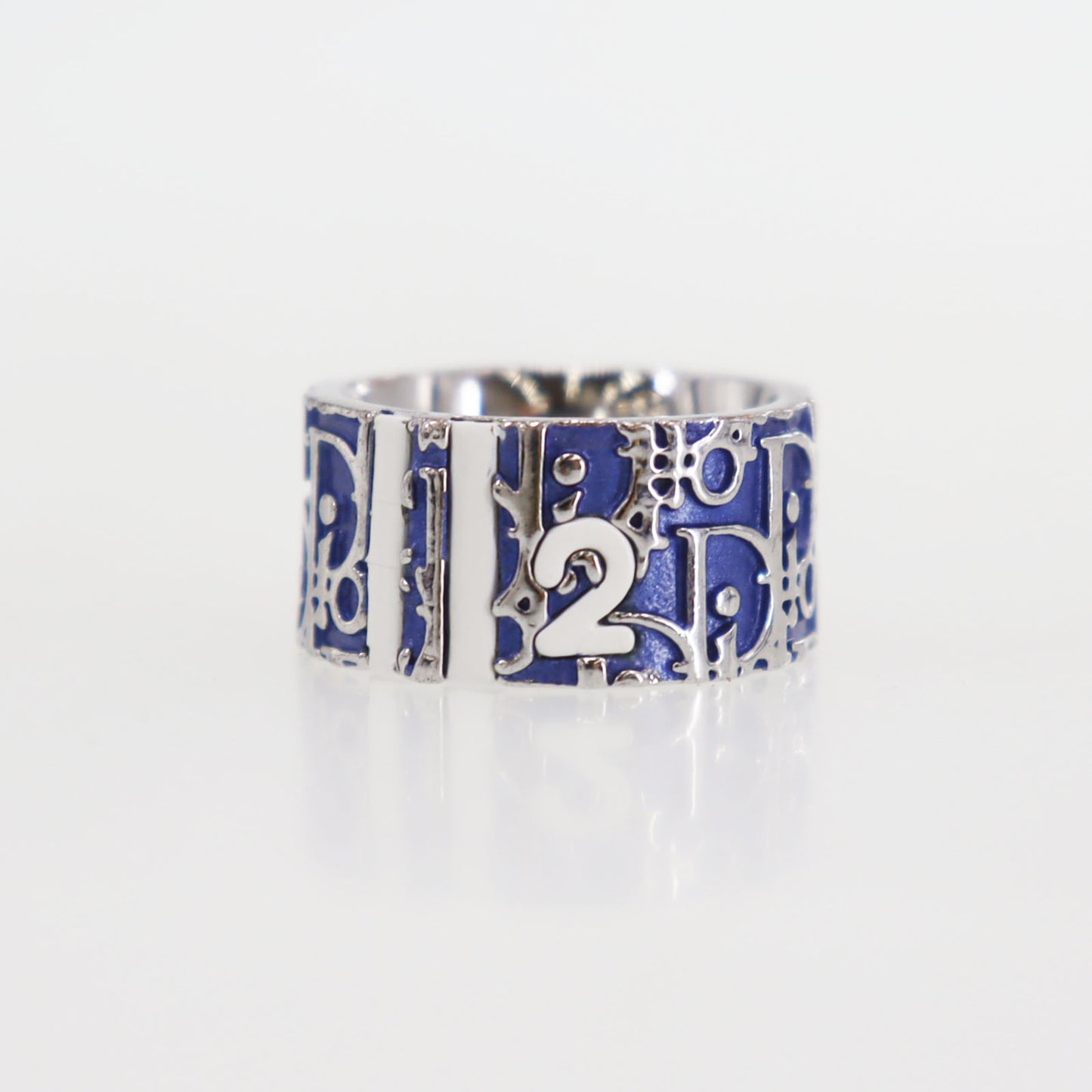 Dior Trotter Finger Ring Blue Silver Size 6 #ED200