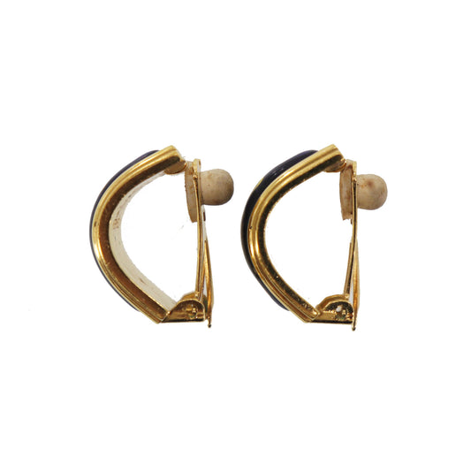 HERMES Enameled Gold-Plated Clip-On Earrings #EG945