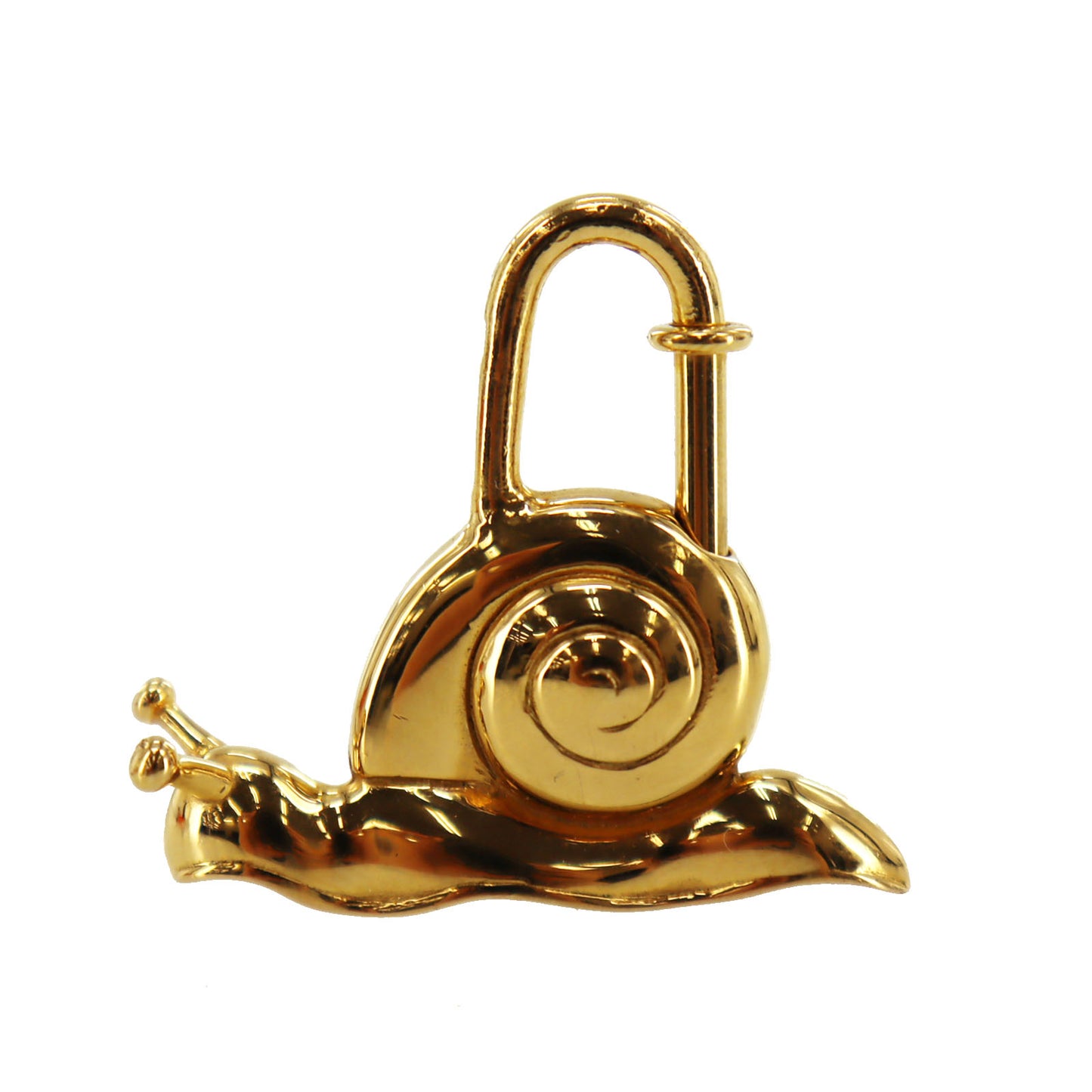 HERMES 1995 Limited Snail Charm Top Cadena Gold Plated #CA249
