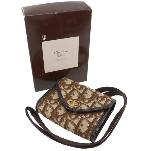 Christian Dior Trotter Shoulder Bag Brown Canvas Leather #AH117