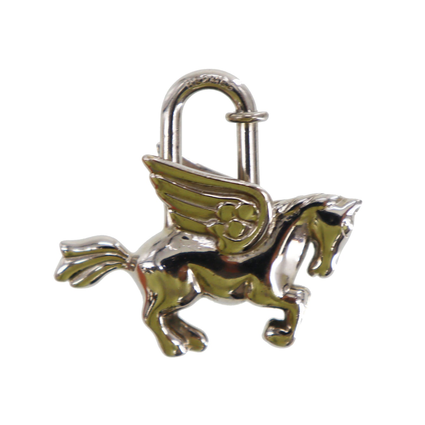 HERMÈS Pegasus Motif Top Charm Cadena Padlock Silver #CR159