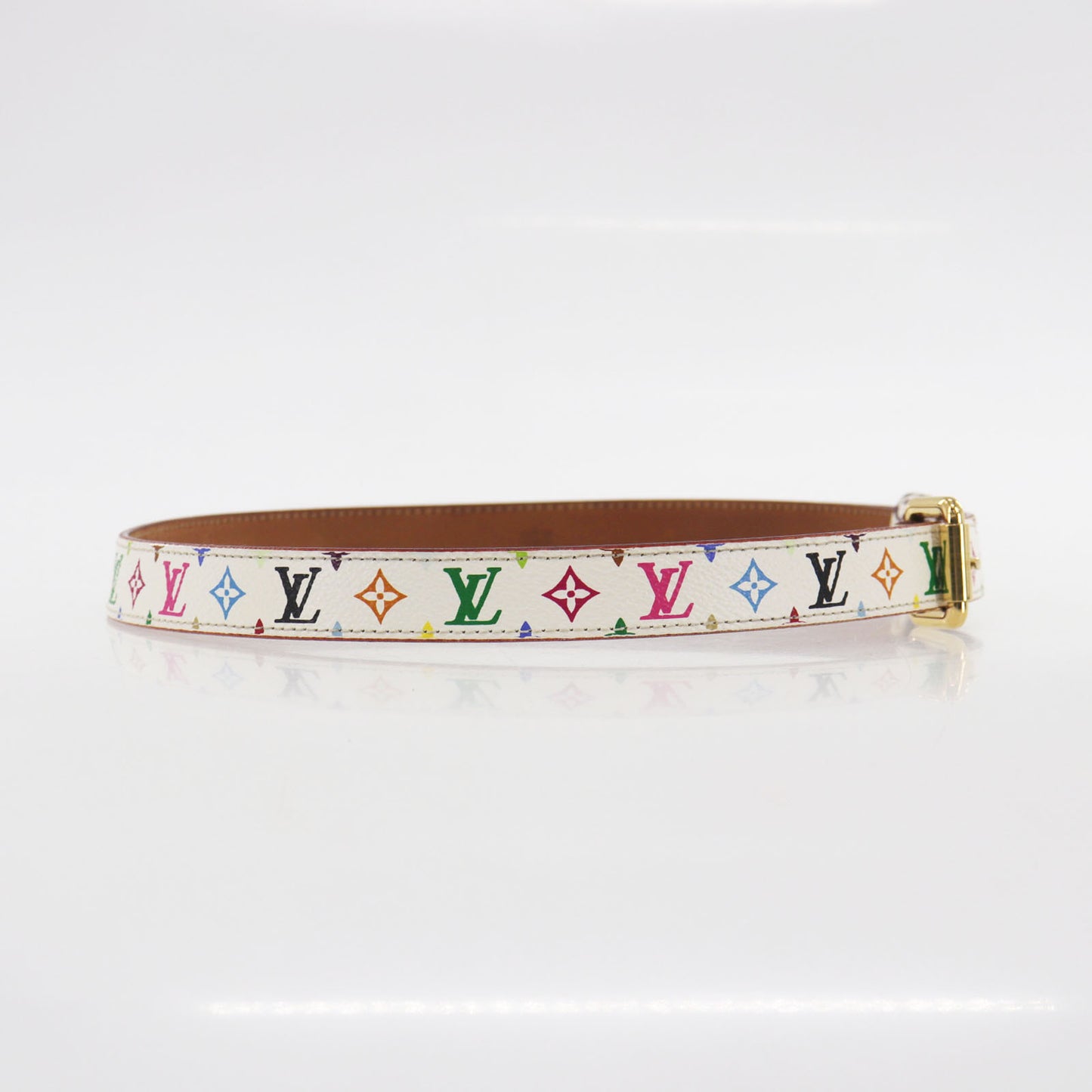 LOUIS VUITTON LV M9272 Multicolor Ceinture Carre White Belt #EG972