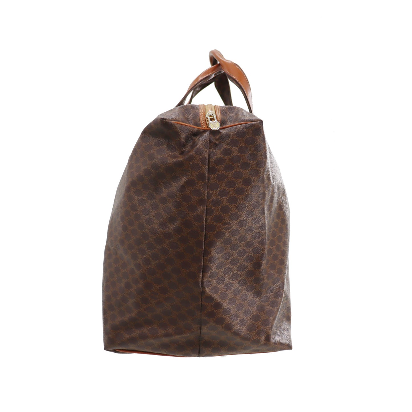 CELINE Macadam Pattern Travel Handbag Brown PVC Leather #CN98