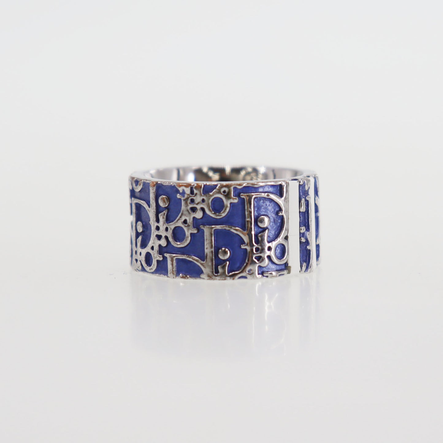 Dior Trotter Finger Ring Blue Silver Size 6 #ED200