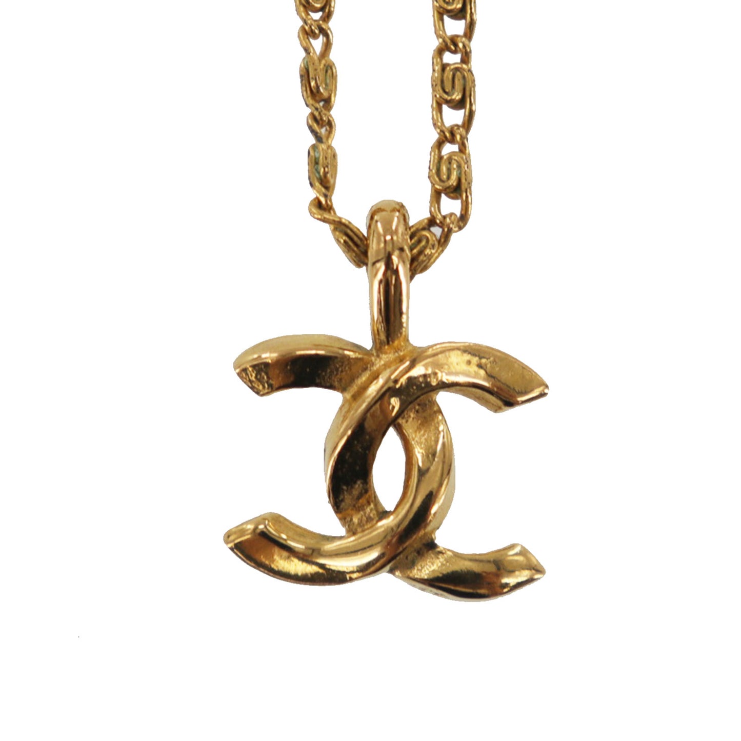 CHANEL CC Logos Gold Plated Chain Necklace 1982 #CU922