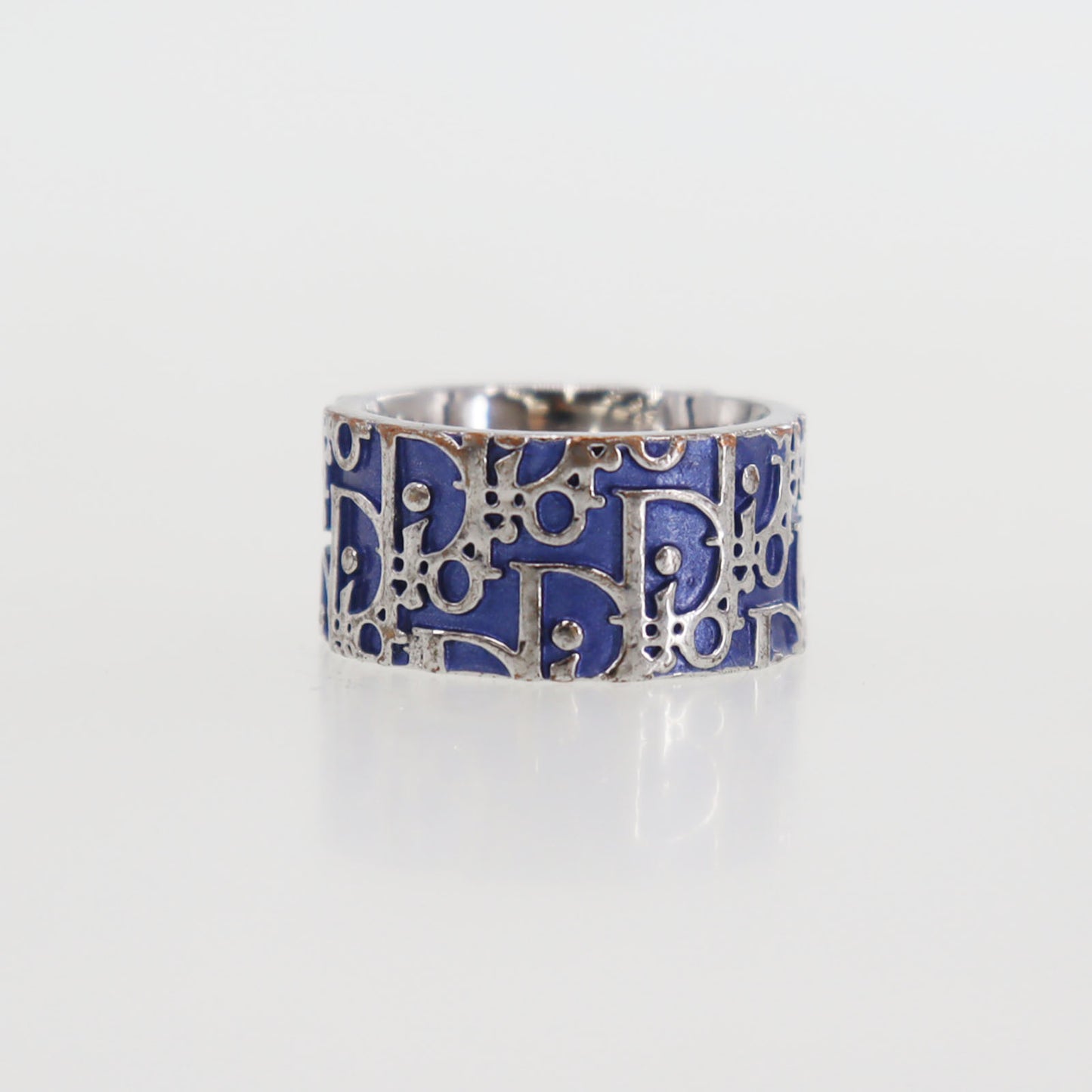 Dior Trotter Finger Ring Blue Silver Size 6 #ED200