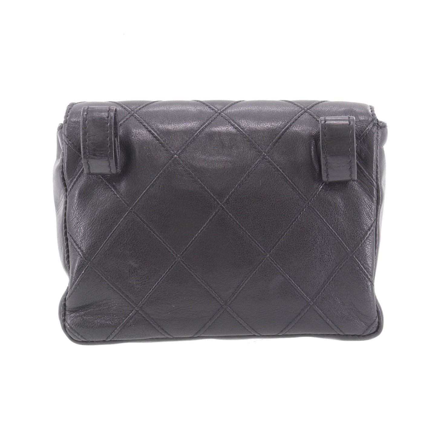CHANEL Bum Bag Matelasse Lambskin Leather Belt Bag Black #EC582