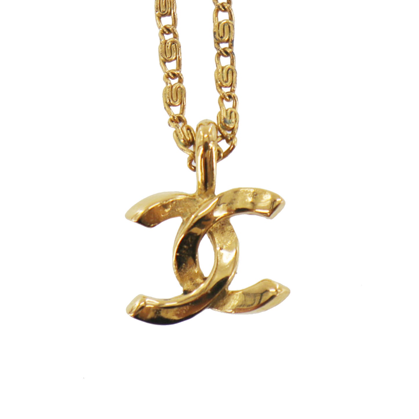 CHANEL CC Logos Gold Plated Chain Necklace 1982 #CU922