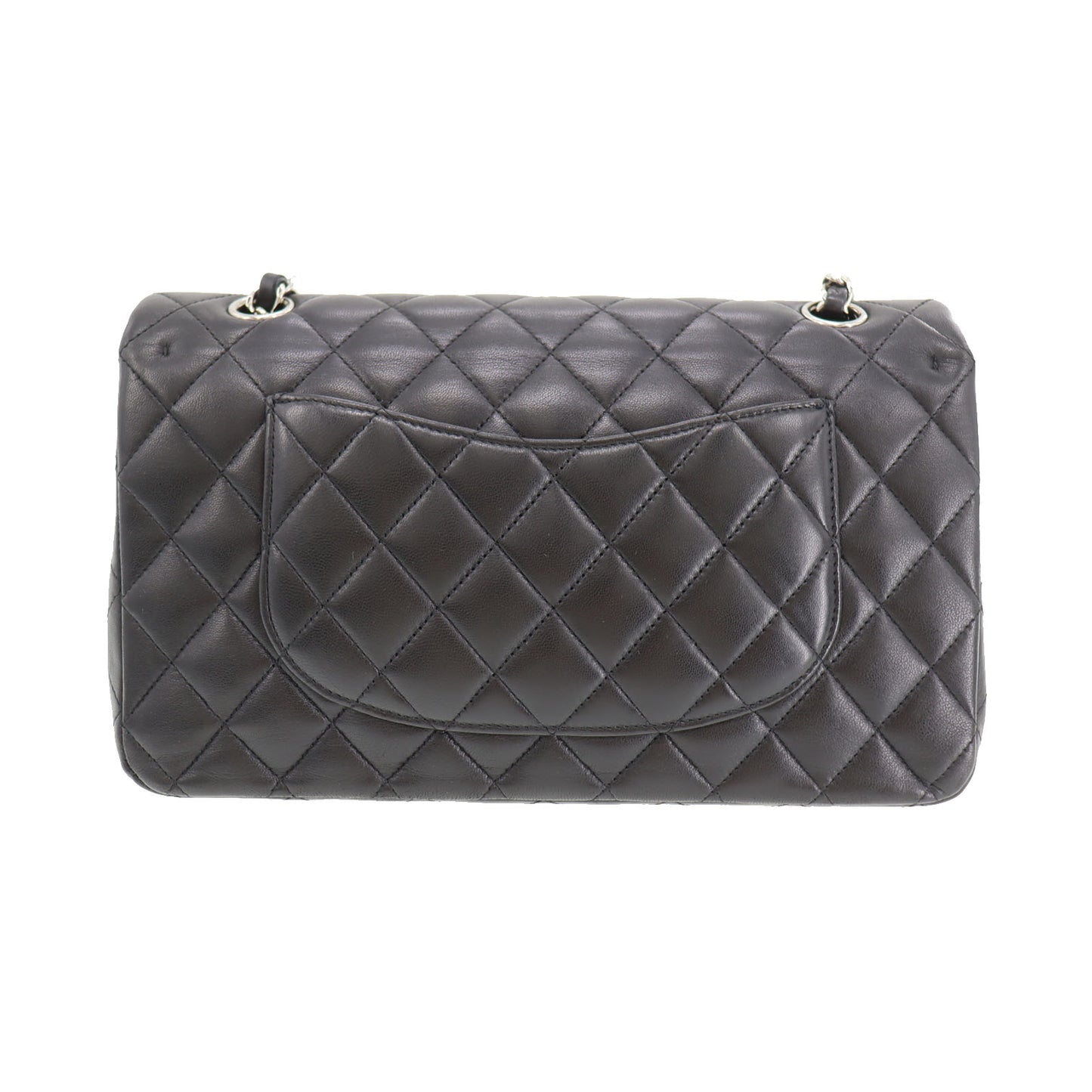 CHANEL Matelasse 25 Double Flap Shoulder Bag Black Lambskin #CJ765