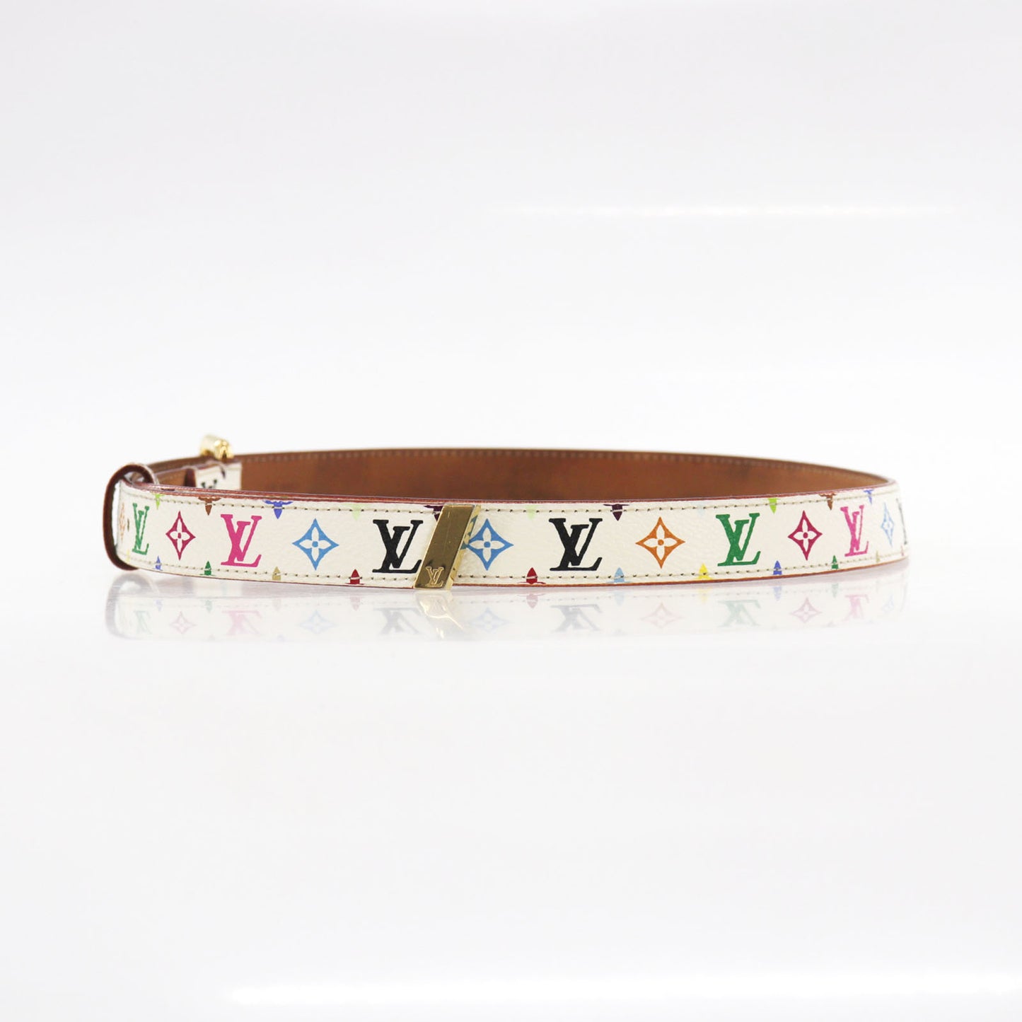 LOUIS VUITTON LV M9272 Multicolor Ceinture Carre White Belt #EG972
