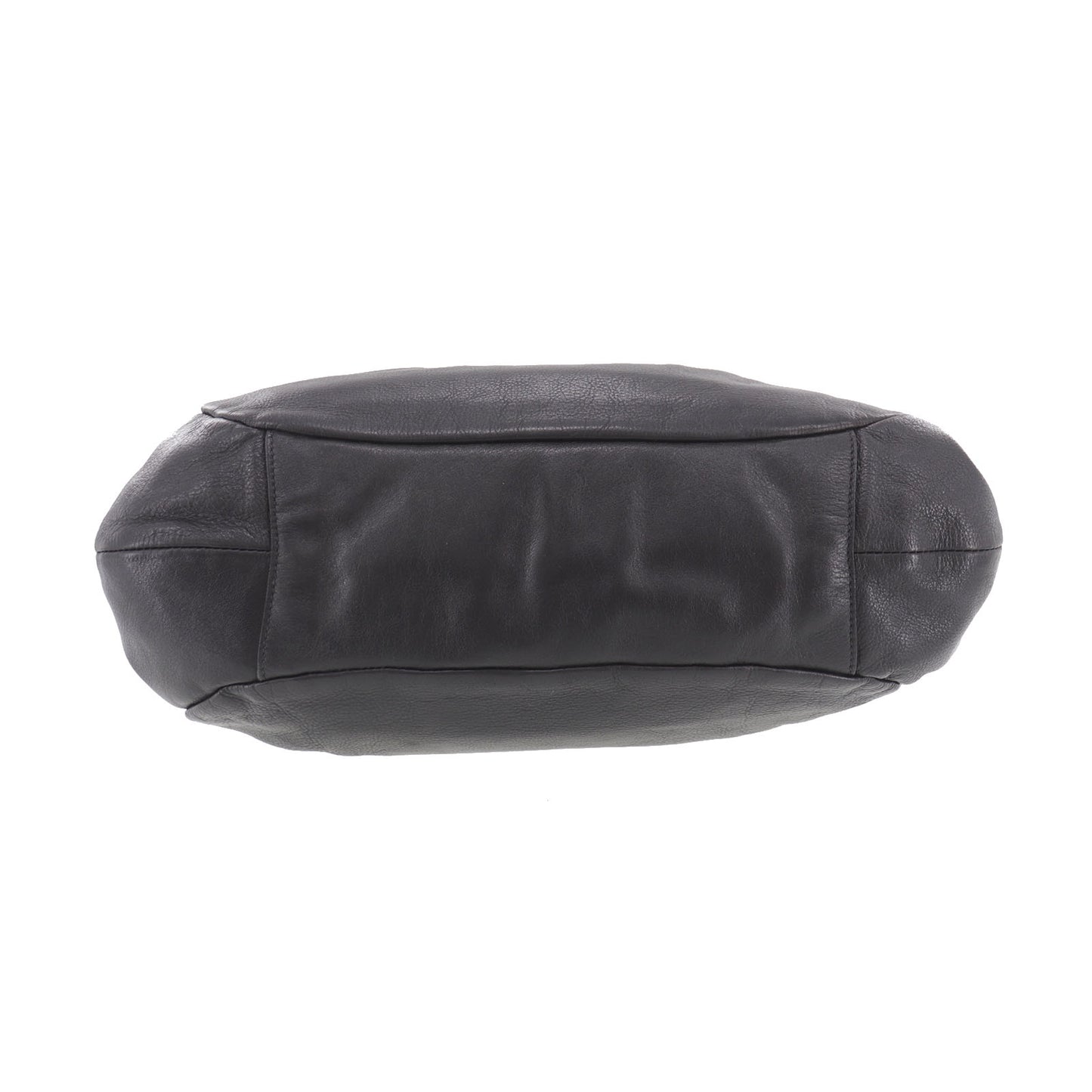 PRADA Logos Shoulder Handbag Black Leather #EG533