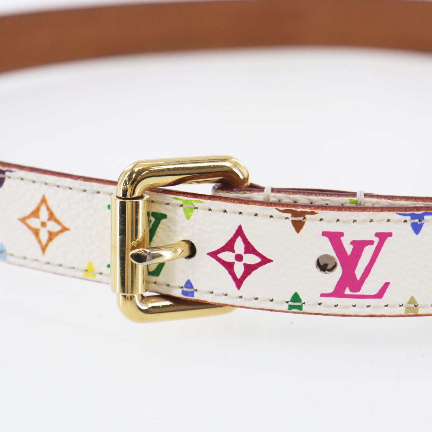 LOUIS VUITTON LV M9272 Multicolor Ceinture Carre White Belt #EG972