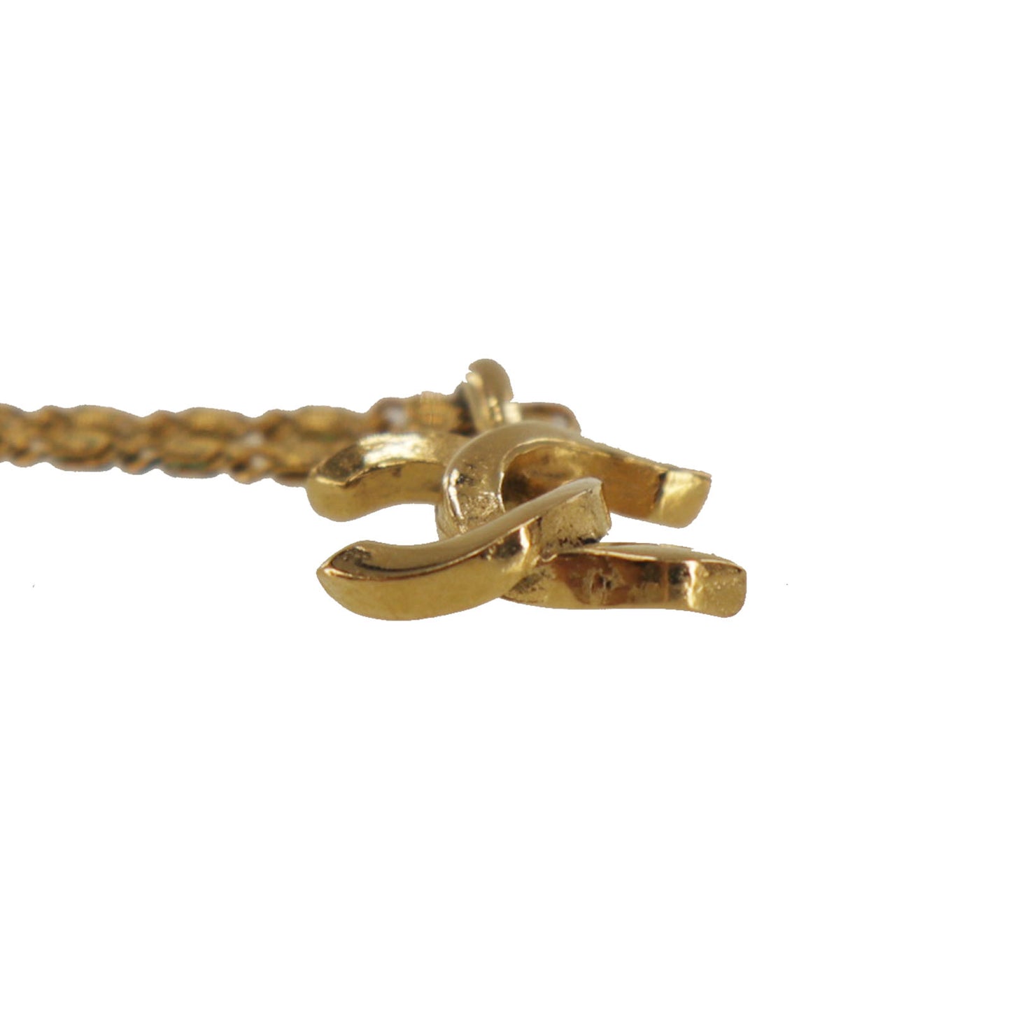 CHANEL CC Logos Gold Plated Chain Necklace 1982 #CU922