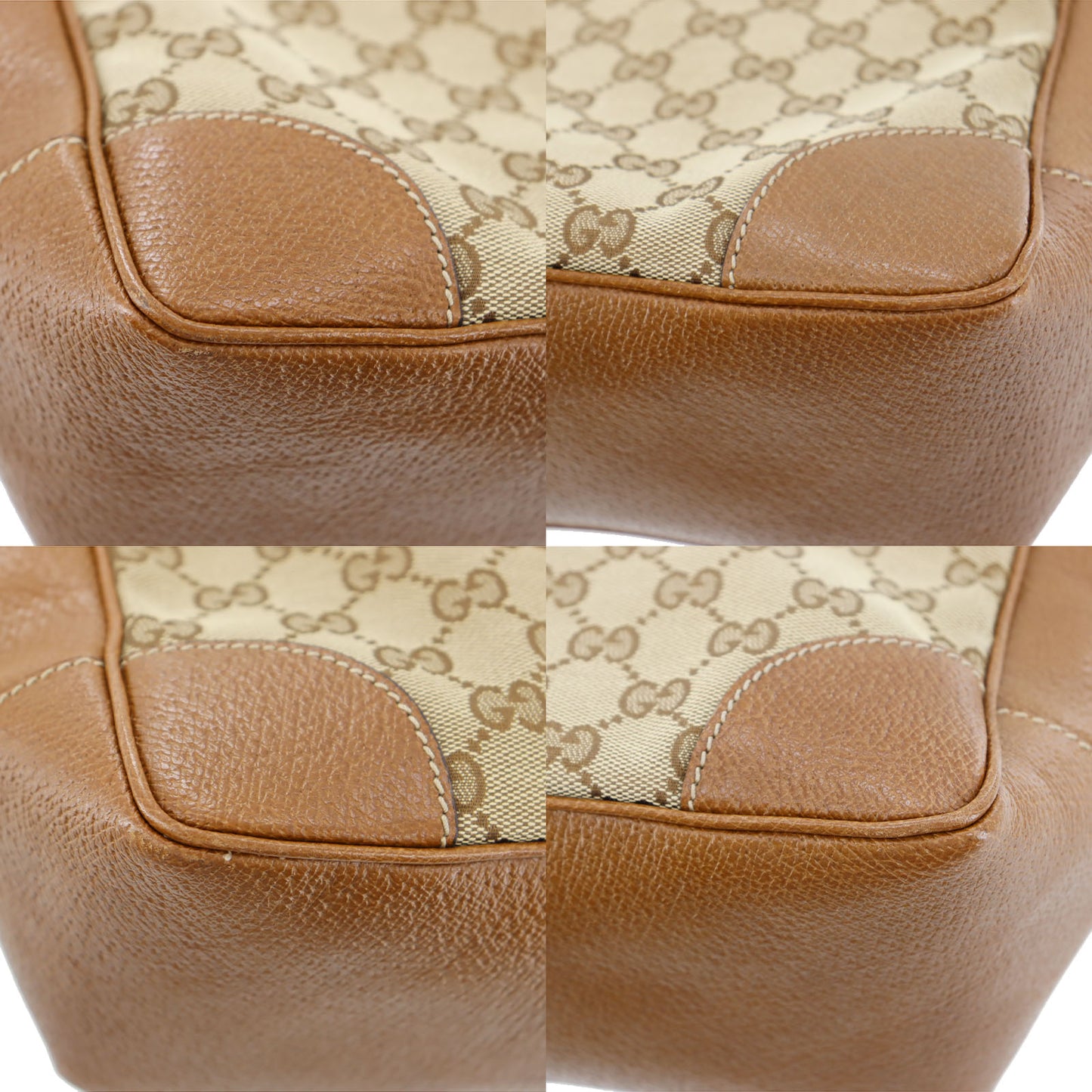 GUCCI Original GG Shoulder Handbag Brown Canvas Leather #BP650