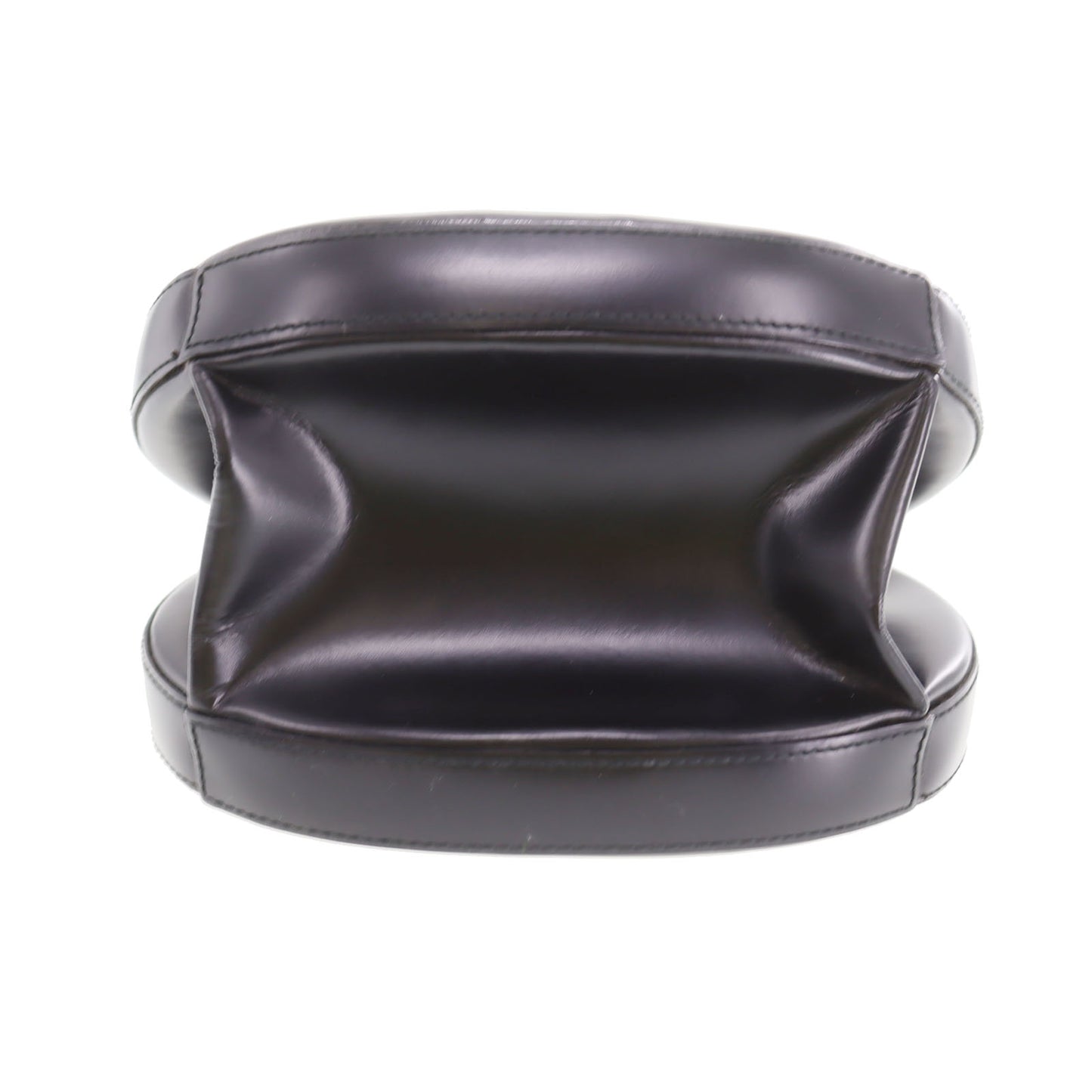 LOEWE Logos Round Handbag Black Leather #BU453