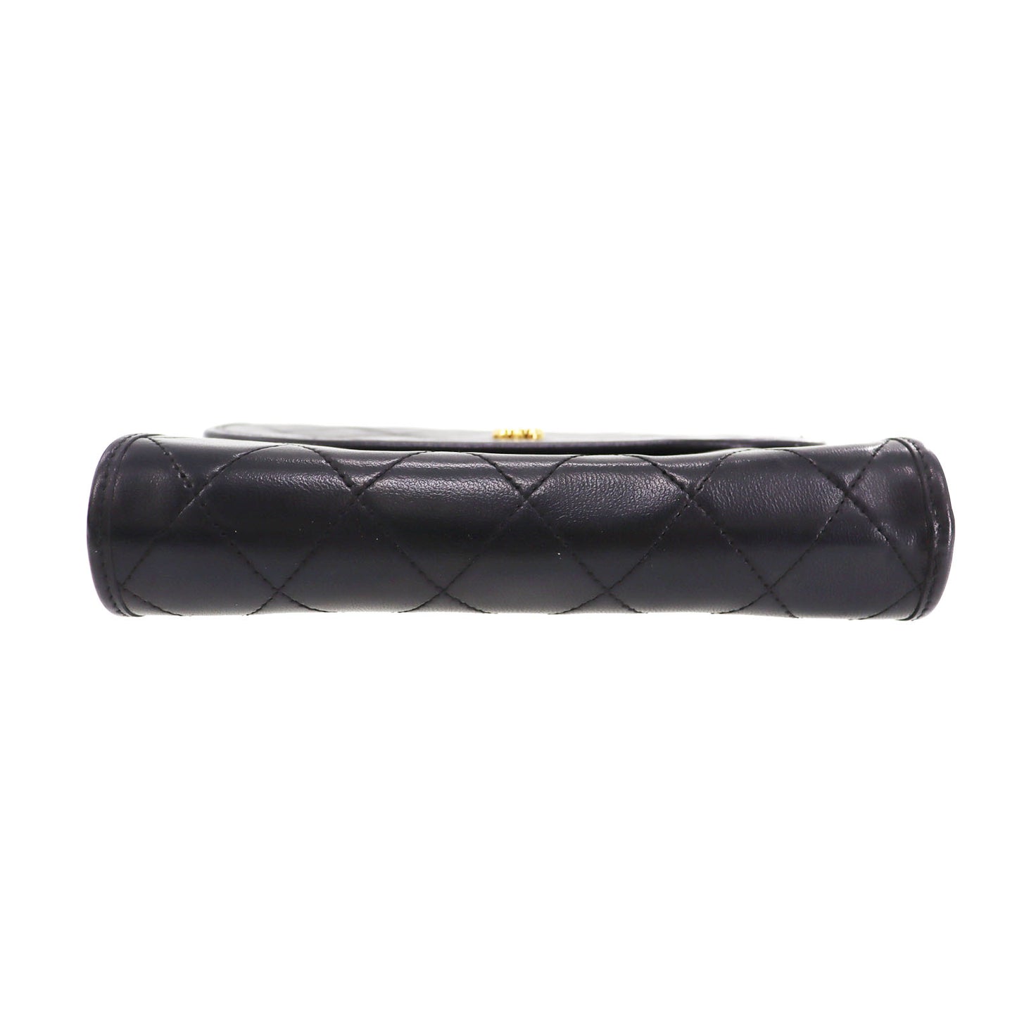 CHANEL Chain Handbag Pouch Black Leather #CJ729