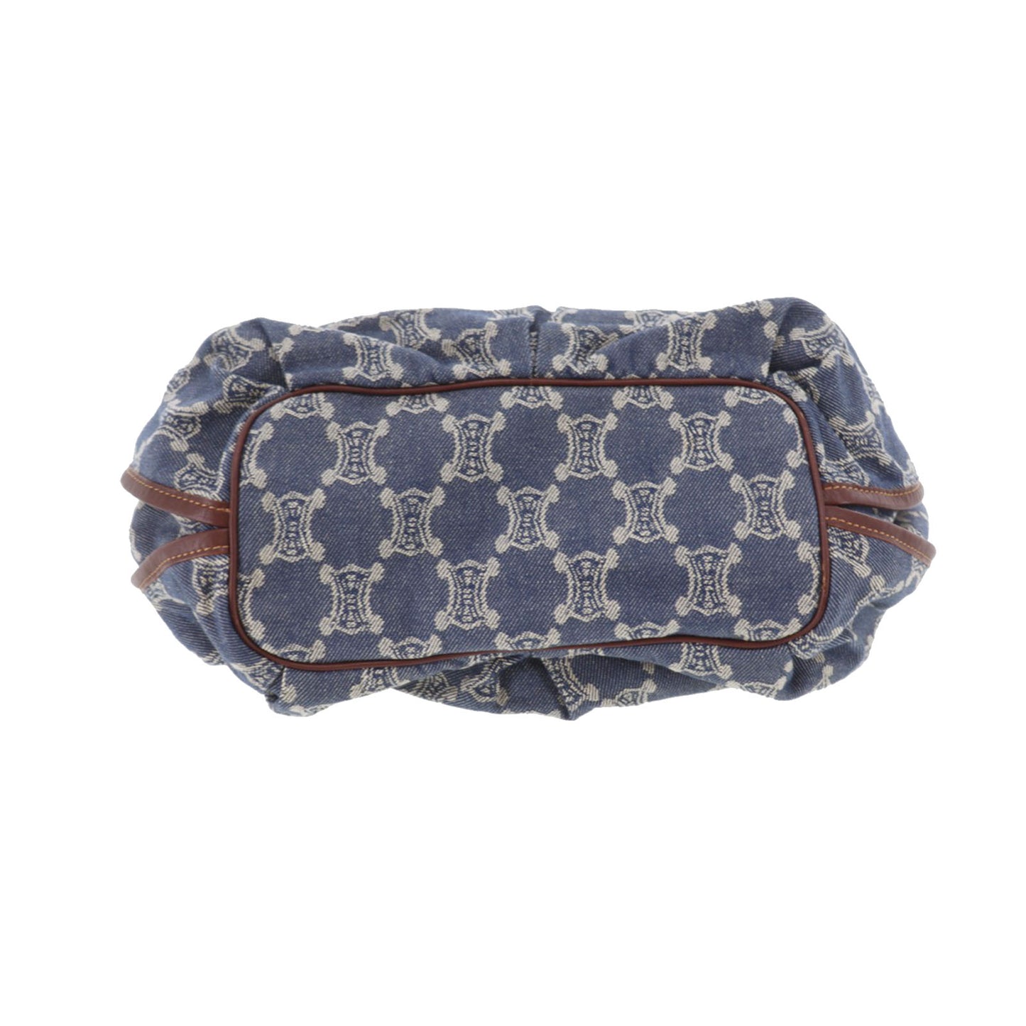 CELINE Macadam Pattern Used Shoulder Handbag Denim Vintage #DA772