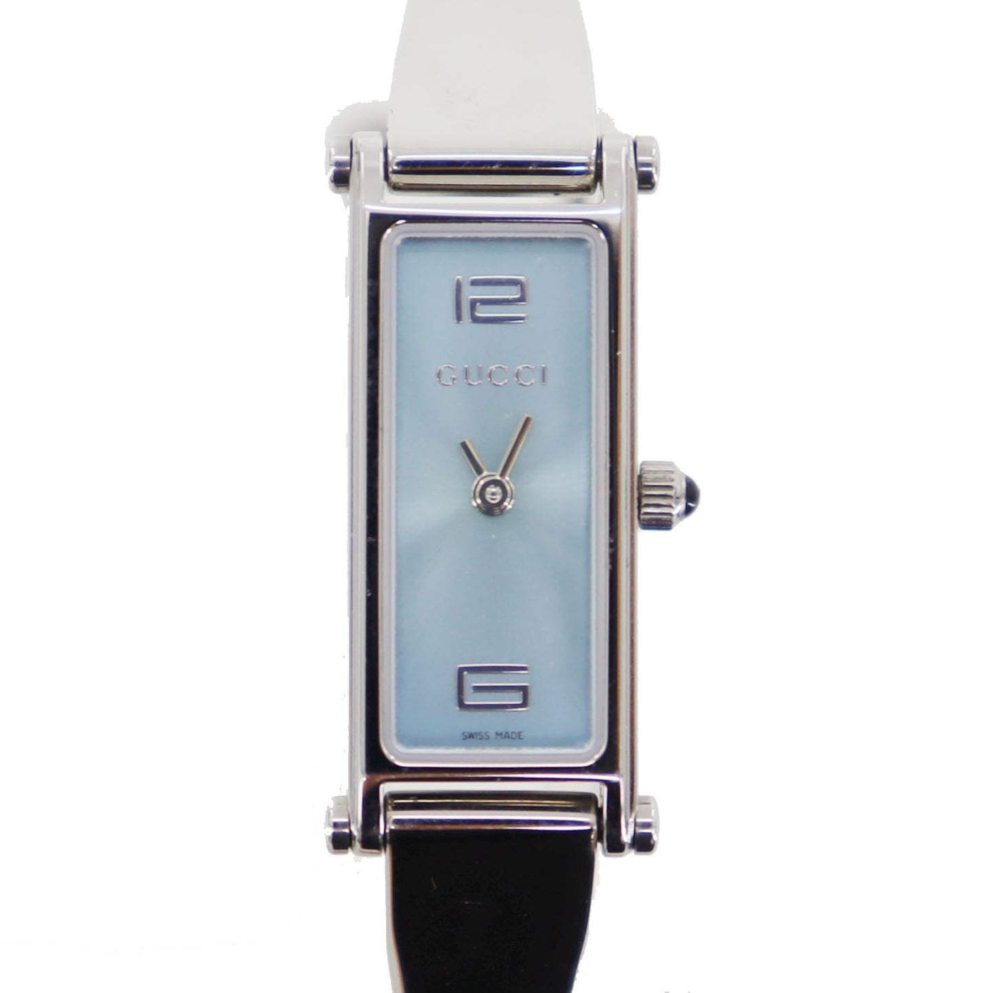 Gucci 1500L Bangle Watch Silver Light Blue Stainless Steel #CF825