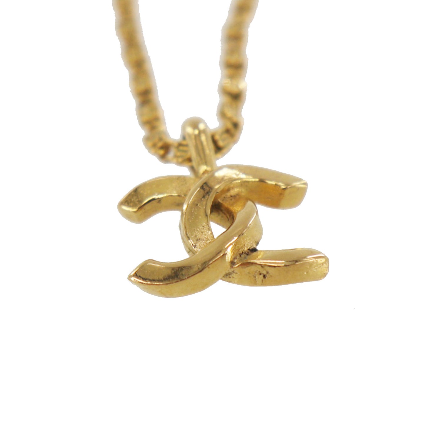 CHANEL CC Logos Gold Plated Chain Necklace 1982 #CU922