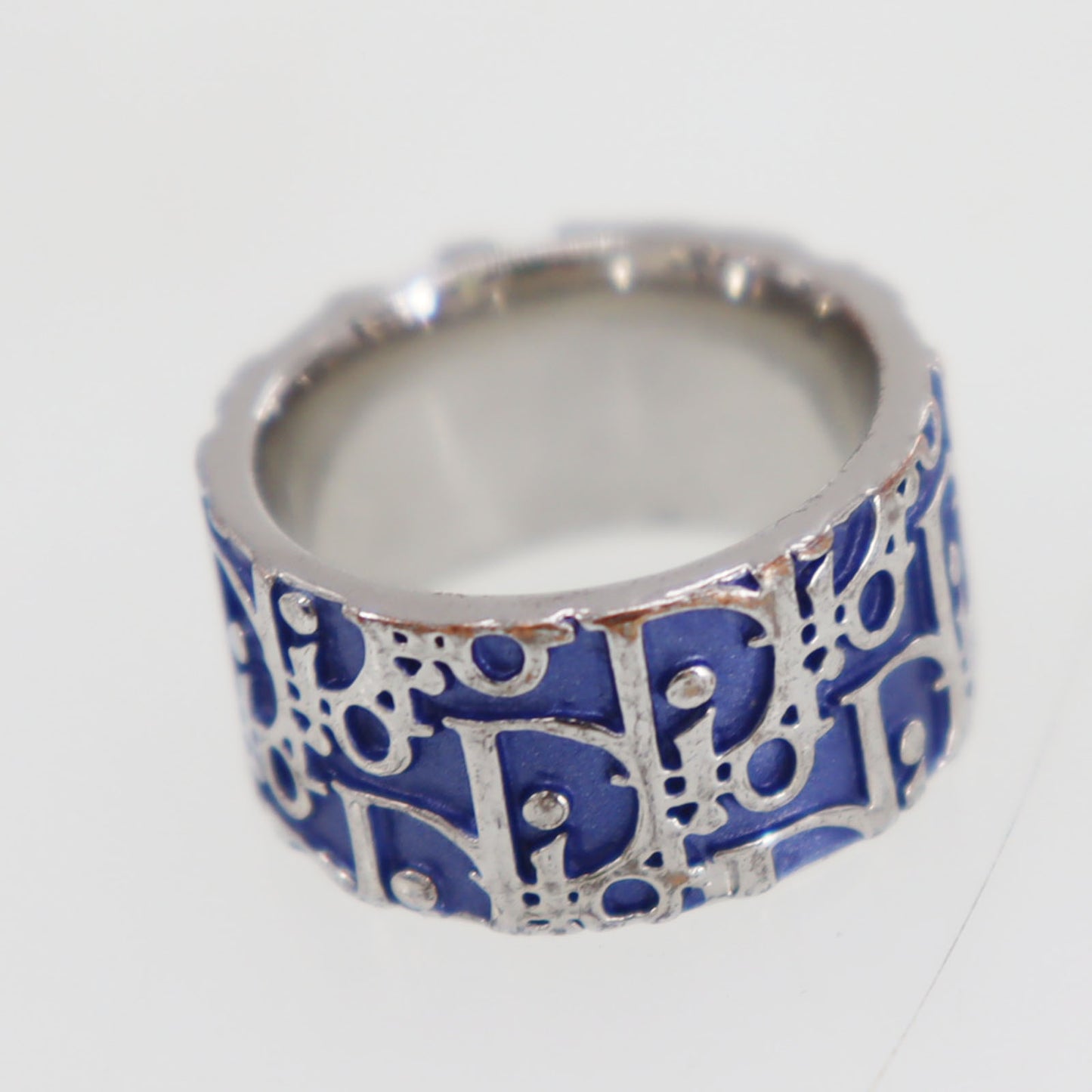 Dior Trotter Finger Ring Blue Silver Size 6 #ED200