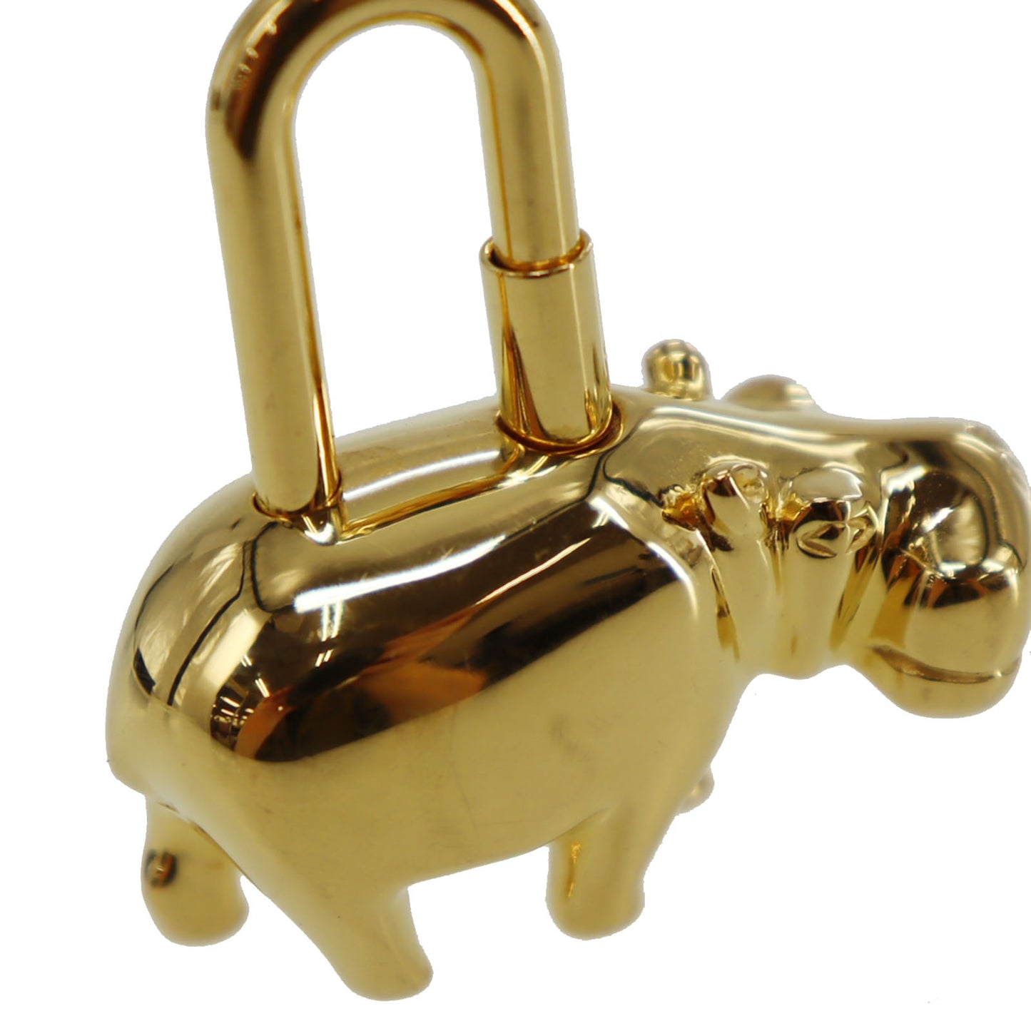 HERMÈS Hippopotamus Cadena Padlock Bag Charm Gold #CD254