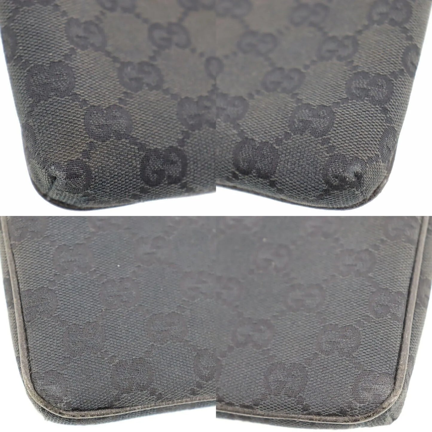 GUCCI Original GG Canvas Web Strip Shoulder Bag Black #AH324