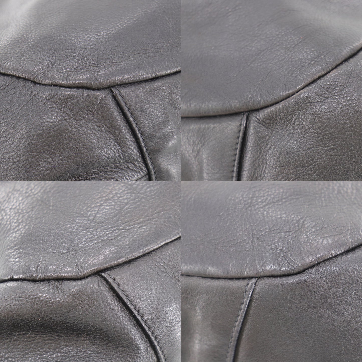 PRADA Logos Shoulder Handbag Black Leather #EG533