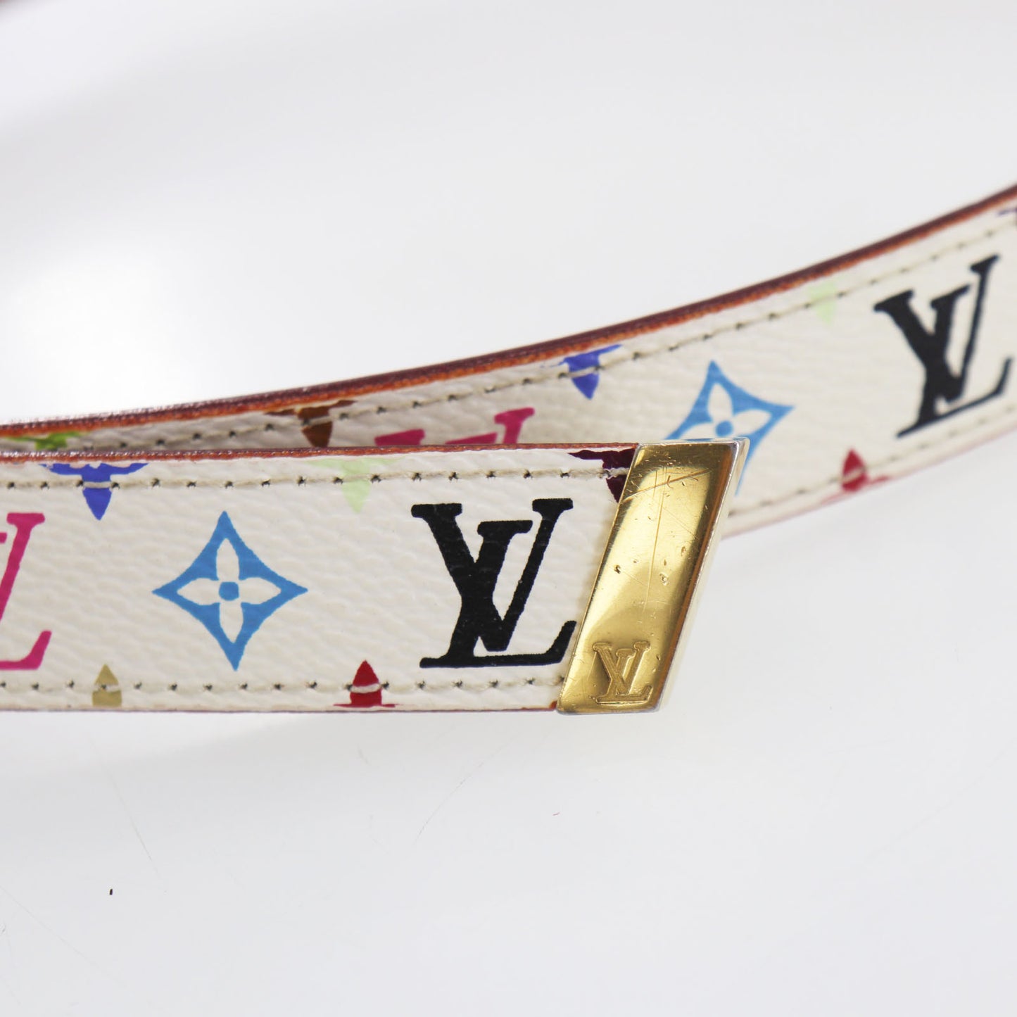 LOUIS VUITTON LV M9272 Multicolor Ceinture Carre White Belt #EG972